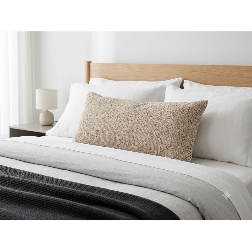 ✨ Organic Modern Textured Boucle Lumbar Pillow Cover 35x14 Neutral Boho NWOT